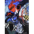 Phillip Badenhorst - Abstract racing driver - A stunning oil painting!! - Bid now!!
