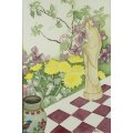 A Neely - Figure in the garden - A beautiful watercolor! - Bid now!