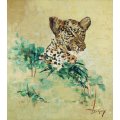 D Grey - Leopard - A beautiful oil painting! Bid now!