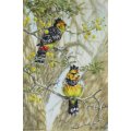 Ingrid Weyersbye - Crested Barbets in a camelthorn - A stunner!! - Invest now!!