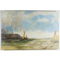Jalpa Shah - Sailboat on the ocean - A beautiful oil painting!! - Low price, bid now!!