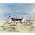 E Eborall - Fisherman`s houses - A  lovely mixed media painting! Bid now!