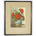 H Berg - Still life flowers - A  lovely mixed media painting! Bid now!