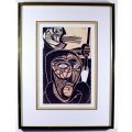 Cecil Skotnes - Mhlangane stabs Shaka - Stunning art! - Bid now!! Free courier!