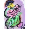 Emma Ray - Abstract figure with flowers - A beautiful little treasure!! - Bid now!!