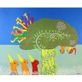 Walter Battiss - People who live in cave - A stunning print! Signed by Giles Battis - Bid now!