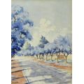 L Drysdale - Tree line road - A lovely watercolor! - Bid now!