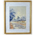 L Drysdale - Tree line road - A lovely watercolor! - Bid now!