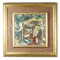 Rhino and wild animals - A lovely framed tile! - Bid now!