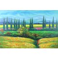 Melag - Colorful landscape with tall trees - A beauty! 89cm x 58cm - Giveaway price, bid now!