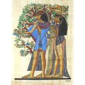 Egyption print on papyrus - Harvesting from the tree - With certificate - Beautiful! - Bid now!!