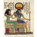 Egyption print on papyrus - Fanning the Pharaoh - With certificate - Beautiful! - Bid now!!