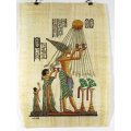 Egyption print on papyrus - Offering to the sun god - With certificate - Beautiful! - Bid now!!