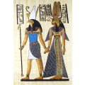 Egyption print on papyrus - Pharaoh and wife - With certificate - Beautiful! - Bid now!!