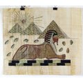 Egyption print on papyrus - Pyramid scene  - With certificate - Beautiful! - Bid now!!