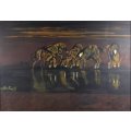 Caswell Mahlangu - The hunters - Wild dogs - A stunning painting - Bid now!