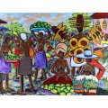 Judas Mahlangu - Market day - A beautiful painting - Bid now!