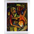 Sipho Mvemve - Abstract figures - A beautiful oil painting - Bid now!