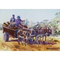 Thokozani Mathobela - Donkey cart - A beautiful little watercolor!! - Bid now!