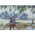 Sydney Carter - Bluegum trees - A stunning gouache painting! Invest now!!