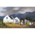 Marc Poisson - Washing day at the fisherman`s cottages - Simply beautiful! - Bid now!