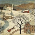 R Batchelder - Snow scene with water mill - Print on linen - A lovely piece! Bid now!