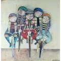 G Rodo Boulanger - Boys on bikes - A stunning framed print! Bid now!