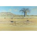 Louis Audie - Alldays - Landscape with very large Baobab tree - A stunner!! - Bid now!