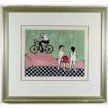 Pieter vd Westhuizen - Man on bike and kids playing with a ball - Stunning! - Bid now!