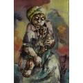 Peter Sibeko - Mother and child - Painted with textured sand - Stunning! - Bid now!