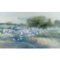 Peter Hall - Flowers in a landscape - A beautiful print!! - Bid now!!