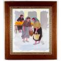 R Jiles - Ladies at the market - A beautiful little oil painting! - Bid now!