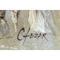 Chezar - Street Scene - A beautiful oil painting! - Low price, bid now!!