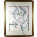 Tiffeny Sutherland - Pierrot - A stunning mixed media on canvas and glass! - Bid now!