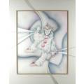 Tiffeny Sutherland - Pierrot - A stunning mixed media on canvas and glass! - Bid now!