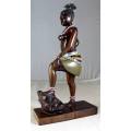 HR Mbhele Carving - Traditional Woman - Foot On Rock - Lovely Display Piece!! Low price!!- Bid now!!