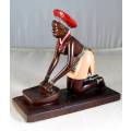 HR Mbhele Carving - Traditional Woman Grinding Corn- Lovely Display Piece!! Low price!!- Bid now!!