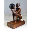 HR Mbhele Carving - Old Man Drinking From A Pot - Lovely Display Piece!! Low price!!- Bid now!!