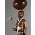 HR Mbhele - Woman Carrying Large Pot and hoe - Lovely Display Piece!! Low price!!- Bid now!!