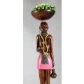 HR Mbhele-Traditional Woman Carrying Basket Vegetables-Lovely Display Piece!! Low price!!- Bid now!!