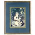 Little girl with her doggy - A lovely print! Bid now!
