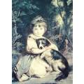 Little girl with her doggy - A lovely print! Bid now!