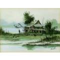 Kent - Cottage with fishing nets - A lovely little watercolor! Bid now!