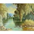 J Pohl - Lake scene - A beautiful painting from a talented artist! Bid now!!
