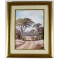 WP Grobler - Busveld with tree and gate - A beautiful treasure! - Low price! -  Bid now!!