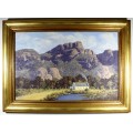 Alan Maling - Cape Dutch house and mountains - Magnificent investment art! - 89cm x 59cm - Bid now!