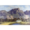 Alan Maling - Cape Dutch house and mountains - Magnificent investment art! - 89cm x 59cm - Bid now!