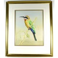 R Buric - Colorful bird with yellow & green feathers - Beautiful art! - Bid now!