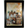 Alphen Ntimbane - Dancers - A beautiful oil painting! Bid now!