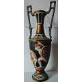 Greek Revival Hand Painted vintage copper vase